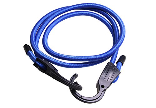 Meres Cuerda de equipaje ajustable para vehículos, 1.5M Cuerda de choque con anchos ganchos de apertura, para automóviles, camping, RVs, baúles, estantes para maletas