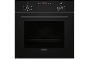 Siemens HB013FBB1, iQ100, Einbau-Backofen, LED-Display und Elektronikuhr, 3D Heißluft, Schnellaufheizung, Kindersicherung, 60 x 60 cm, Edelstahl, Schwarz