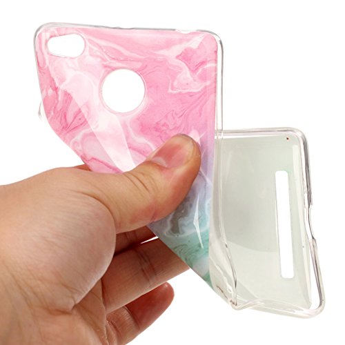 Funda XiaoMi RedMi 3S AllDo Carcasa Dise  o del Patr  n de M  rmol Funda Suave Gel de TPU Carcasa Flexible Lisa Funda Delgada Ligera Smooth Soft Case Cover Anti-rasgu  os Anti-choque Carcasa Protectora con M  rmol de Moda Duradero Funda de Silicona para XiaoMi RedMi 3S - Rosa Cyan