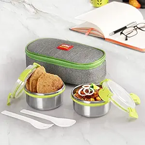 Cello Maxfresh Estella Stainless Steel Lunch Box, 2 Pcs (Green), 300ml