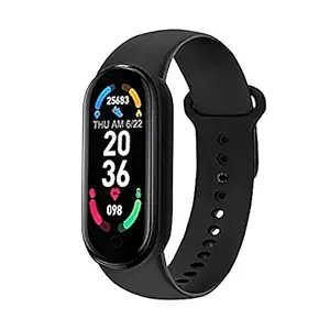 SHOPTOSHOP M6E Smart Band Fitness Tracker Watch Heart Rate with Activity Tracker Body Functions Like Steps Counter, Calorie Counter, Heart Rate Monitor LED Touchscreen(Black)