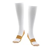 Cobre Nylon Unisex Antifatiga Calcetines De Compresión De Apoyo S / M Blancos