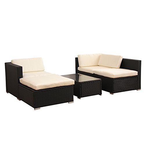 (6034) POLY RATTAN Lounge Schwarz Gartenset Sofa Garnitur Polyrattan Gartenmöbel