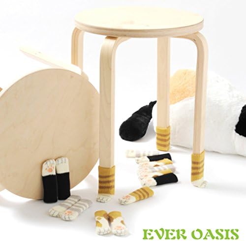 UrsoKuz 20 Chair Socks(5 Sets) - Fancy Table Leg Pads with Cute Cat Paws Design, Reliable Furniture & Floor Protector, 4 Different Patterns + 1 Grey Pattern