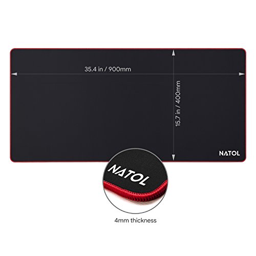 NATOL Alfombrilla Rat  n Gaming  900x400mm Grande Mouse Pad Resistente al Agua XXL Alfombrilla con Base de Goma Antideslizante  Tela  Soporte para PC y Port  til  Rojo
