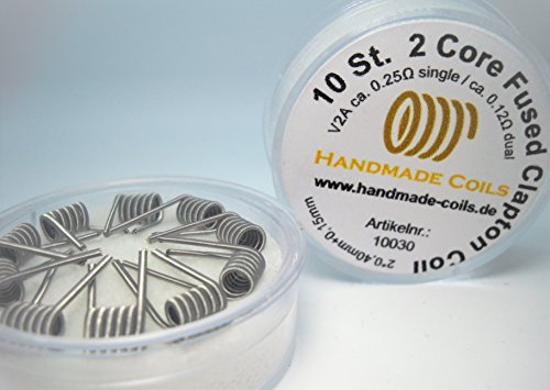 2 Core Fused Clapton Coil V2A Lot de 10 Thor - Fabriqué à la main en Allemagne