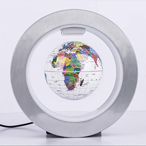 Preisvergleich Produktbild LNDD-Einzigartige Magnetschwebebahn High-Tech-Kunsthandwerk Floating Globe Luminous Night Light Büro Klassenzimmer Dekoration,Weiß
