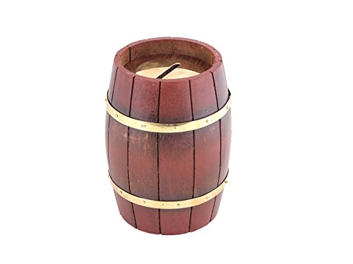 Elegant Hand Crafted Wooden Money Piggy Bank Coin Counting Jar Cash Savings Holder Barrel Shape Home & Kitchen Storage Living room Decor Accessory Gift for Kids