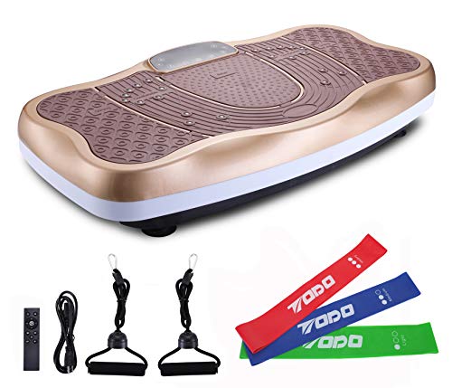 FITODO Plataforma Vibratoria Power Plate, para Entrenamiento de Cuerpo Entero, Mando a Distancia, Bluetooth, música, Bandas de Resistencia, Velocidad Ajustable(con Bandas de Látex)