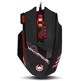 Zelotes T90 Optische PC Gaming Maus Computer Maus mit 8 Tasten, 9200 DPI, Wired USB Anschluss