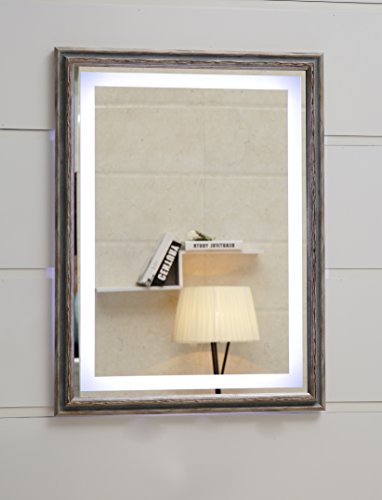 Design LED-Beleuchtung Wandspiegel GS099N Lichtspiegel Badspiegel Flurspiegel Garderobenspiegel mit Rahmen Tageslichtweiß IP44 (80 x 60 cm, K1) - 5