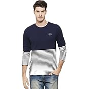 Rigo Men's Striped Slim Fit T-Shirt (CT03161190_Navy_S)