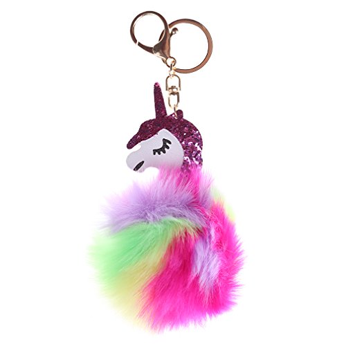 Preisvergleich Produktbild LnLyin Farbig Einhorn Schlüsselkette Anhänger Tasche Pullover PU Leder Kleidung Zubehör