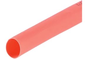 sourcing map Termoretráctil Tubo, 1/4"(6mm) Diámetro 10mm Plano Ancho 2:1 Relación Encogible Tubo Cable Manga 10pies - Rojo