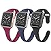Produktbild HYDONG Kompatibel für Apple Watch 38mm 40mm Armband Weiches Silikon Ersatz Fitness Armband Schmales Sportarmband Ersatzarmband für iWatch Serie 4, Serie 3, Serie 2, Serie 1-Navy blau/Fuchsia/Schwarz