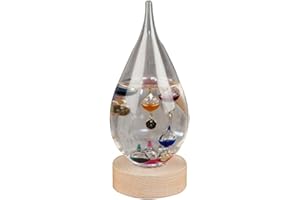 Widdop Thermomètre de Galilée sur support en bois Motif goutte