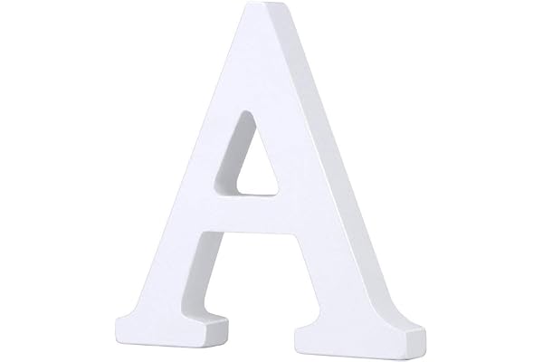 Venkaite DIY Lettres en bois A-Z de fête d'anniversaire de mariage Loisirs Créatifs Alphabet Blanc Bois (A)