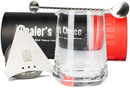 Premium 3 Piece Cocktail Mixing Glass Set | Includes 750ml/25oz Stirring Glass, Stainless Steel Hawthorne Strainer and Bar Spoon by The Elan Collective