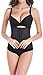FLYCHEN Women's Waist Trainer Lingerie Cincher Elastic Steel Bones Corset Black UK 10-12(L)