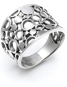 Silverly Frauen 925 Sterling Silber Breite Filigrane Circles Band Ring