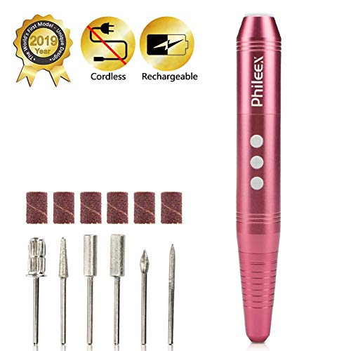 Nail Drill Rechargeable Electric Nail Drill for Acrylic Nails Cordless Portable Professional Nail Drill Machine for Nail Salon Games, Electric Nail File for Beauty Home Use