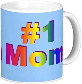 #1 Mom 3D Rainbow Double Side Sky Blue Mug Classic White Coffee Mug - Best Gift For Mom! Mather's Coffee Tea 11oz Ceramic Cup. Unique Gifts For Women &amp; Husband! Christmas, Birthday, Mather's Day - Customize mug - Customize mug by LVSURE