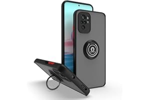 HAOYE Funda para Xiaomi Redmi Note 10 Pro, Shockproof Translúcido Carcasa con Giratorio Anillo Kickstand, Hard PC y Silicona TPU Tough Armor Case Cover. Negro Rojo