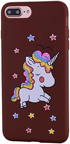 iPhone 8 Plus Case, CXTcase iPhone 7 Plus Unicorn Silicone TPU Gel Rubber Case Cover Soft Cute Cartoon Animal Phone Protective Back Skin for Apple iPhone 7 Plus / iPhone 8 Plus Cameo Brown