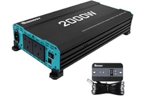 Renogy 2000W Inverter Pure Sine Wave, Inverter 12V DC to 240V AC, 4000W Peak with UK Sockets, Auto Transfer Switch and Remote Controller for Off-grid, RV, Camping, and Home