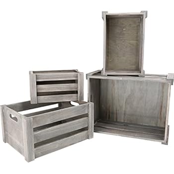 Aufbewahrungsbox "Vintage" Holzkisten 5er Set grau Holzboxen Holzkiste