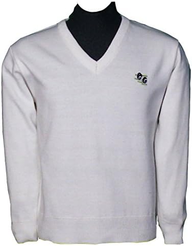 SANCO/GOV'NORS Lawn Bowling V-Neck White Jumper 100% Acrylic S, M, L, XL, 2XL,3XL,4XL,5XL