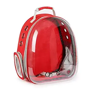 Woofy Pet Transparent Cat Carrier Backpack Puppy Kitty Breathable Carriers for Travel Capsule Backpack - Red