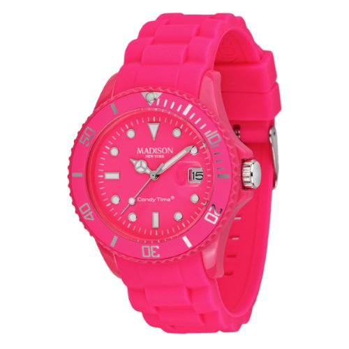 Madison New York Unisex-Armbanduhr Candy Time Neon Fuchsia Analog Quarz Silikon U4503-48 Madison New York Unisex-Armbanduhr Candy Time Neon Fuchsia Analog Quarz Silikon U4503-48