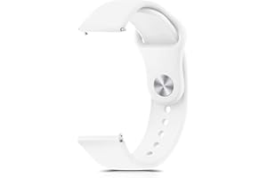 Amzpas 20mm 22mm Armband, Silikonarmband, Schnellverschluss Uhrenarmband, Weiches Silikon Sport Ersatzarmband für Damen Herren, Weiß 22mm