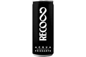 BYUP Acqua Minerale Frizzante Recoaro in Lattina | 24 Pezzi da 33 Cl | Plastic Free | Prodotto a Ridotto Impatto Ambientale | Basso Contenuto di Sodio | Appenino Centrale Abruzzese