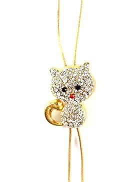 süsse Baby Katzen Strass Halsketten Silber oder Gold mit Strass OW2