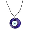Caiyao Evil Eye Pendant Necklace Glass Leather Rope Chain Turkish Protect Lucky Necklace for Women Men