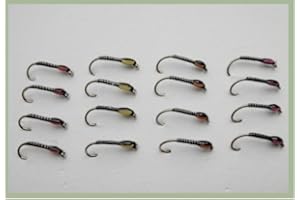 TROUTFLIES UK 16 Quill Buzzers, Trout Flies, 4 colours, choice of sizes, B (12)