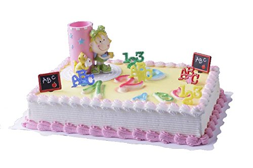 Cake Company Torten-Figur Schulanfang: "Stiftbecher Mädchen" | 5-teilig | Torten-Deko-Set mit 2 x ABC-Picker & 2 x 123-Picker | Kuchen-Deko ideal für Motiv-Torten & Tortenverzierung zur Einschulung