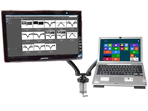 2 Arm Tischhalter und Ablage-Platte Doppel-Arm TV Flatscreen Bildschirm Netbook Notebook Tischhalterung Halter Modell: LT13-IP3B - 2