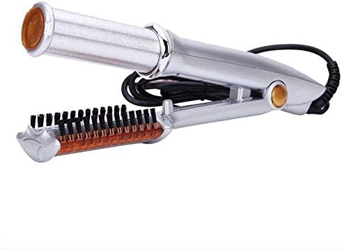 YLYX Ceramic Hair Curler Electric Comb Straightener Rotation Straight Roll Dual Purpose Portable Salon Home Automatic Power Failure Protection Hairdressing Tools Splint Hairstyle Iron,Silver