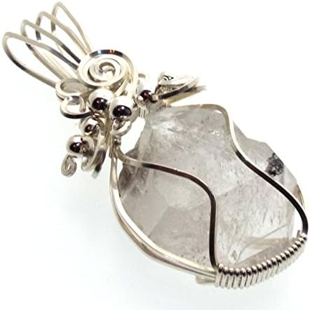 Herkimer Diamond Gemstone Sterling Silver Wire Wrapped Pendant
