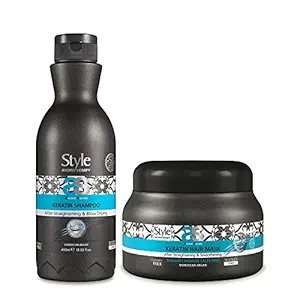 Style Aromatherapy Professional Keratin Treatment Combo Shampoo and Hair Mask SLS/SLES Free, Salt Free, Sulphate Free, Paraben Free After Straightening & Smoothening (Shampoo+Mask, 400ML+200ML)