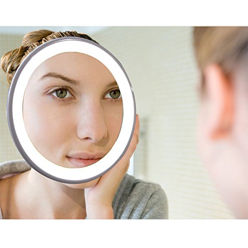 TFCFL 7X Vergrößerungsglas beleuchtet Make-up-Spiegel 360 ° drehbare LED Kosmetik Vanity Spiegel mit Leuchten für Tisch, Bad, Schlafzimmer, Reise, Rasieren, Dressing - 7
