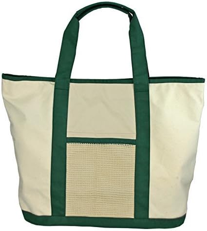 Simple Ecology Organic Cotton Super Duty Canvas Tote and Grocery Bag - Natural/Green by Simple Ecology