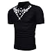 Produktbild Elecenty Herren Sommerbluse T-shirt ,Drucken Polo Blusen Umlegekragen Pulli Blusentop Männer Kurzarm-Shirt Sommerhemd Tops Haushemd Mode Pullover Freizeithemd Bluse (L, Schwarz 2)