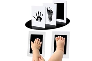 COEAYO Baby Handprint and Footprint Kit - 2 baby Inkless Print pads, 4 Imprint Cards, Pet Paw Print, for Newborn Girls and Boys, Family Keepsake,Memorable Keepsake Box Decorations,Black