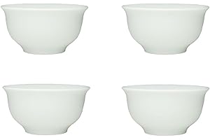 Liang baobao Set di 4 tazze tradizionali cinesi per degustazione di tè, 40 ml, in porcellana bianca, per cerimonia del tè Gongfu (bianco)