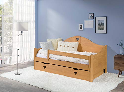 KAGU Candy Dim. Interne: 160 x 80 cm Peso Circa 47 kg, Letto per Bambini, Culla per Bambini, Letto con Materasso, Legno di Pino, con cassetto, Design alla Moda, Design Moderno (Alder)