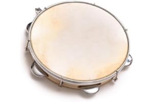 JL SPORT Capoeira Cuir Pandeiro Tambour Tambourine Samba Brasil en Bois Instrument de Musique 10 "